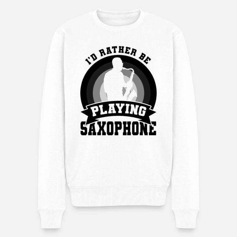 Witziges Saxophonisten Zitat - Männer Premium Bio Pullover - Weiß