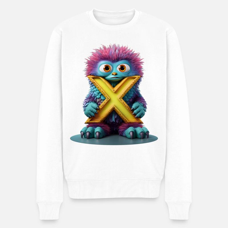 Mehrfarbiges Monster mit X - Männer Premium Bio Pullover - Weiß