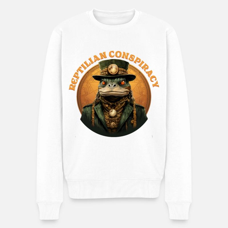 Steampunk-Frosch-Reptilien-Verschwörung - Männer Premium Bio Pullover - Weiß