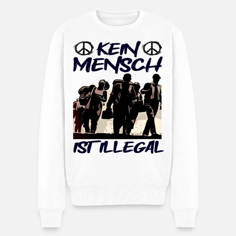Kein Mensch ist Illegal - Männer Premium Bio Pullover - Weiß