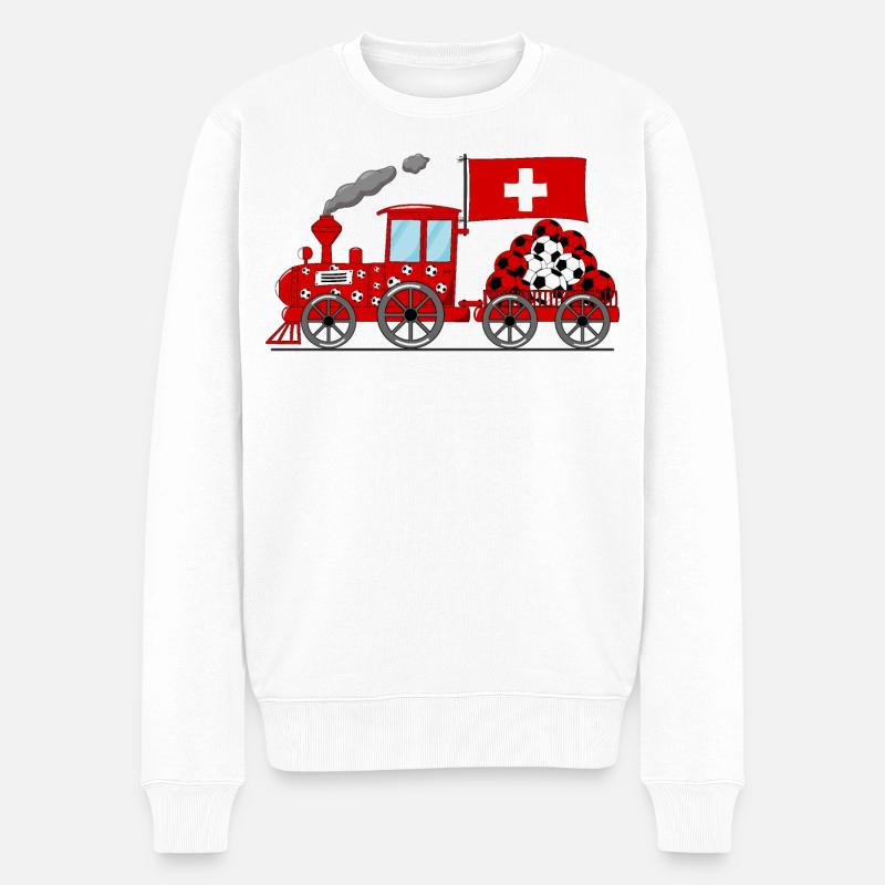Schweiz Flagge Fußball Eisenbahn - Männer Premium Bio Pullover - Weiß