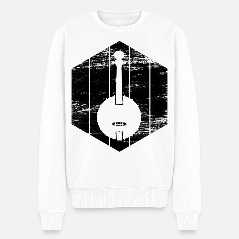 Banjo Skizze - Männer Premium Bio Pullover - Weiß