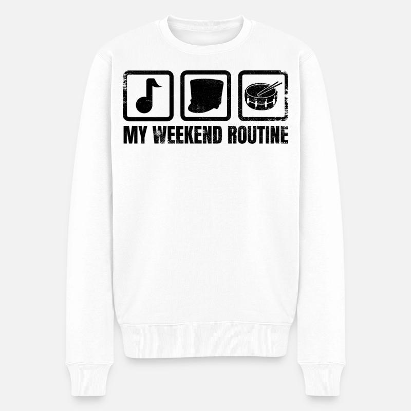 Meine Wochenendroutine - Männer Premium Bio Pullover - Weiß