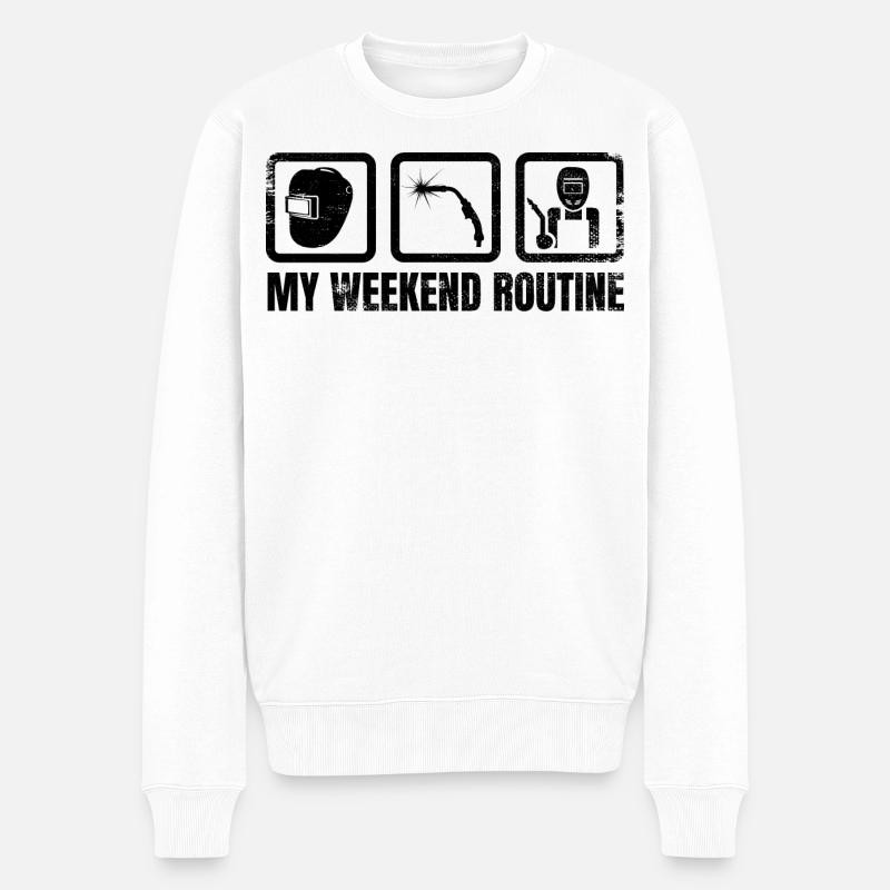 Meine Wochenendroutine - Männer Premium Bio Pullover - Weiß