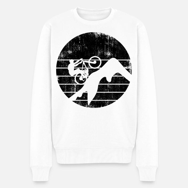 Mountainbiker Skizze - Männer Premium Bio Pullover - Weiß
