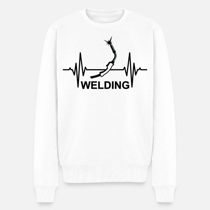 Soudage, ECG, palpitations - Pull Premium bio Homme - blanc