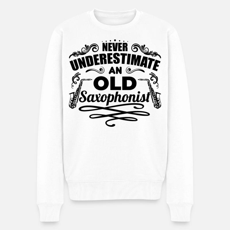 Saxophonist Großvater - Männer Premium Bio Pullover - Weiß