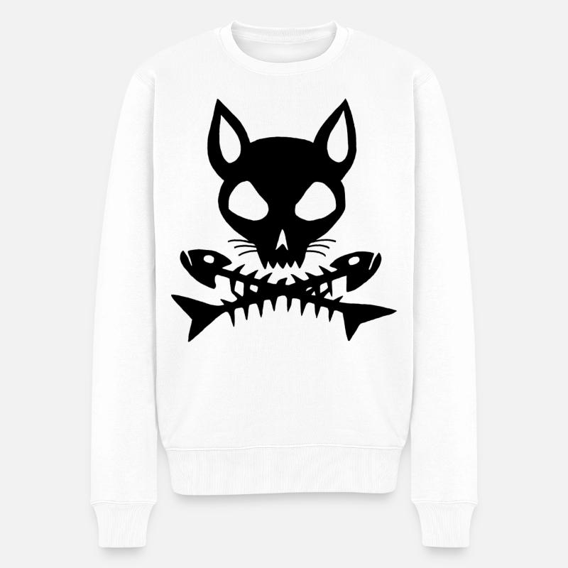 Crâne de chat noir - Pull Premium bio Homme - blanc