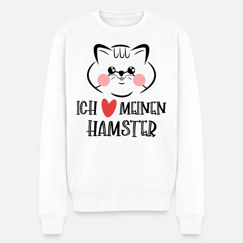 Hamster Herz Statement Lieblingstier Haustiere - Männer Premium Bio Pullover - Weiß