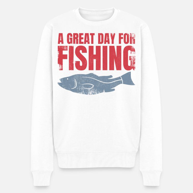 Slogan de pêche - Pull Premium bio Homme - blanc