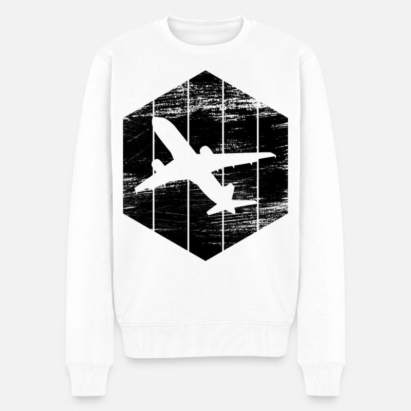 Jetflugzeug Skizze - Männer Premium Bio Pullover - Weiß