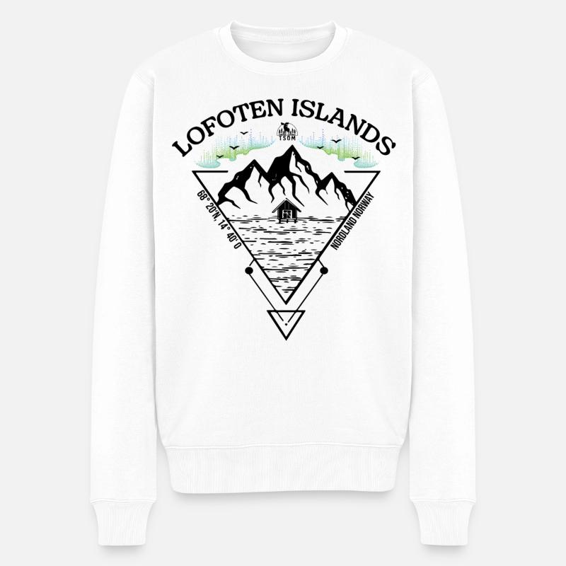 Lofoten Islands - black - Männer Premium Bio Pullover - Weiß