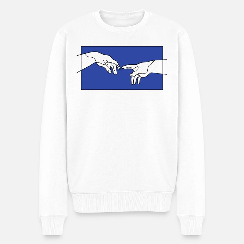 La création des mains d’Adam - Pull Premium bio Homme - blanc