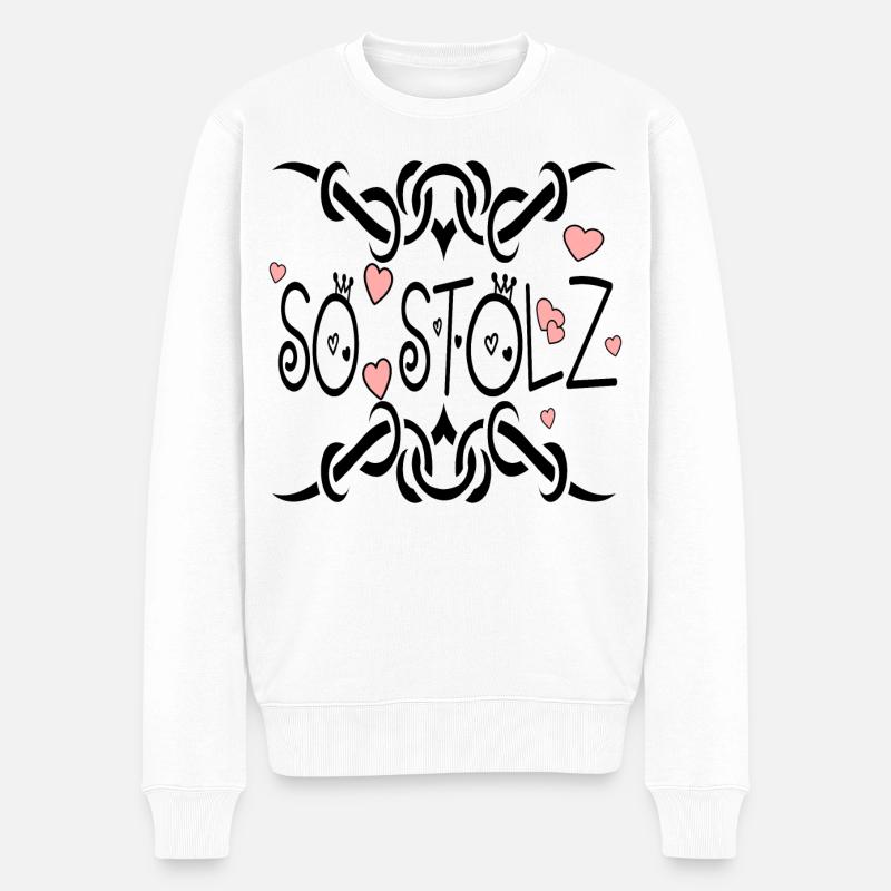 SO STOLZ SPRÜCHE - Männer Premium Bio Pullover - Weiß