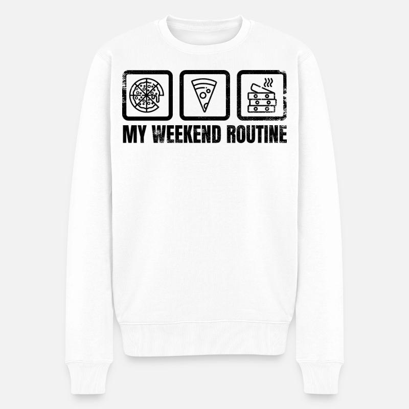 Pizza Wochenende - Männer Premium Bio Pullover - Weiß