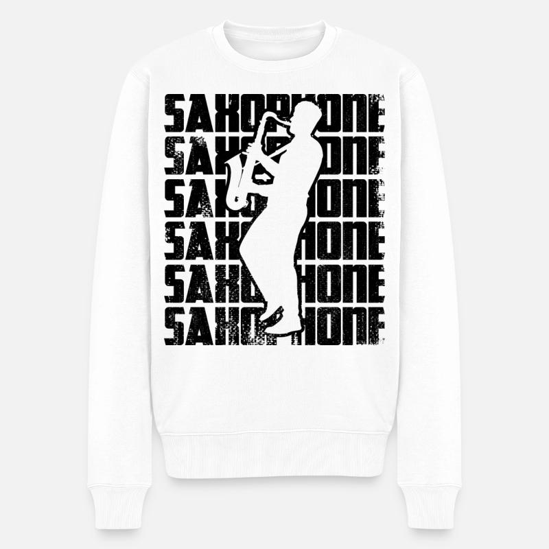 Saxophon - Männer Premium Bio Pullover - Weiß