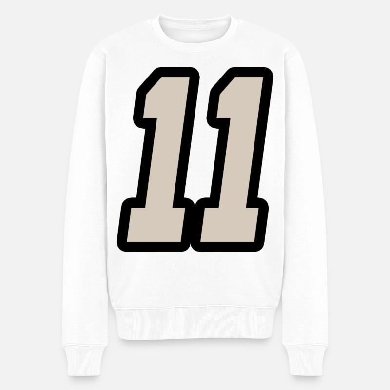 Nummer elf 11 - Männer Premium Bio Pullover - Weiß