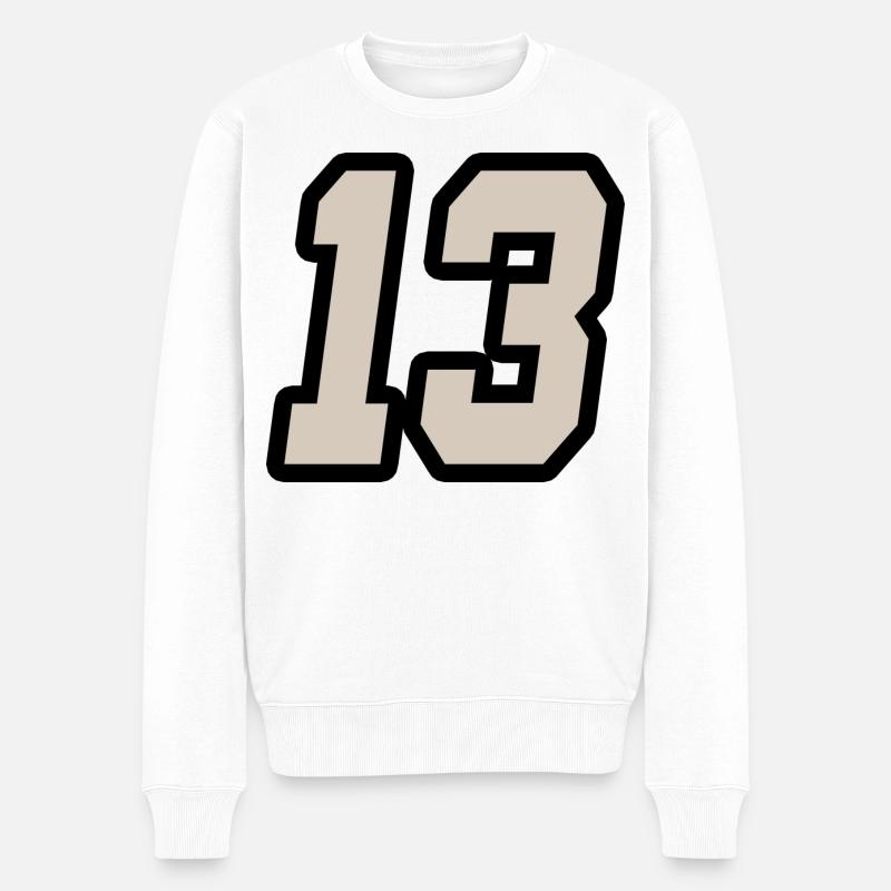 NUMMER DREIZEHN 13 - Männer Premium Bio Pullover - Weiß
