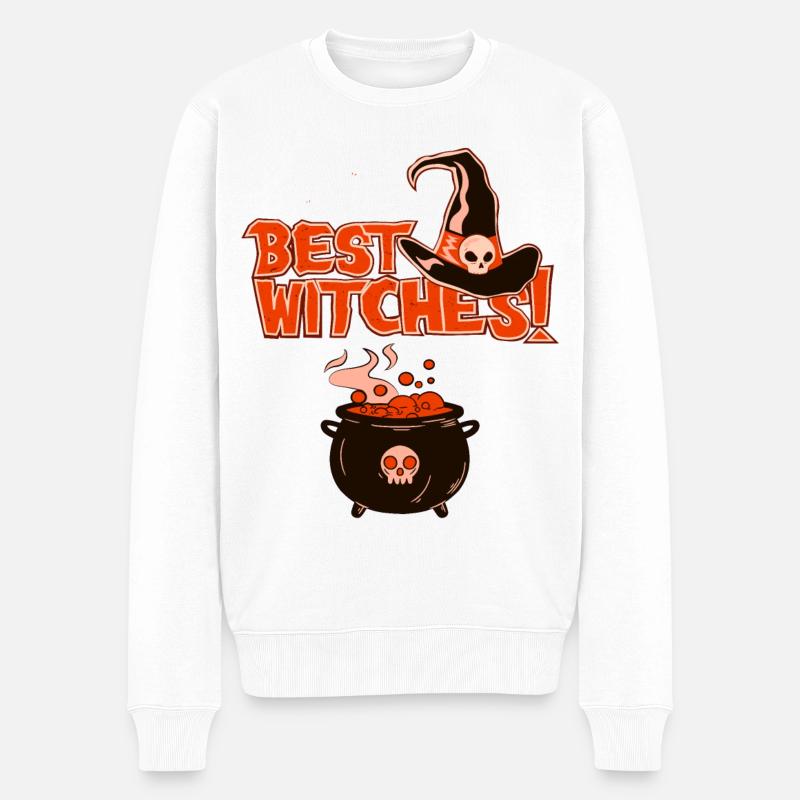 Die besten Halloween-Hexen - Männer Premium Bio Pullover - Weiß