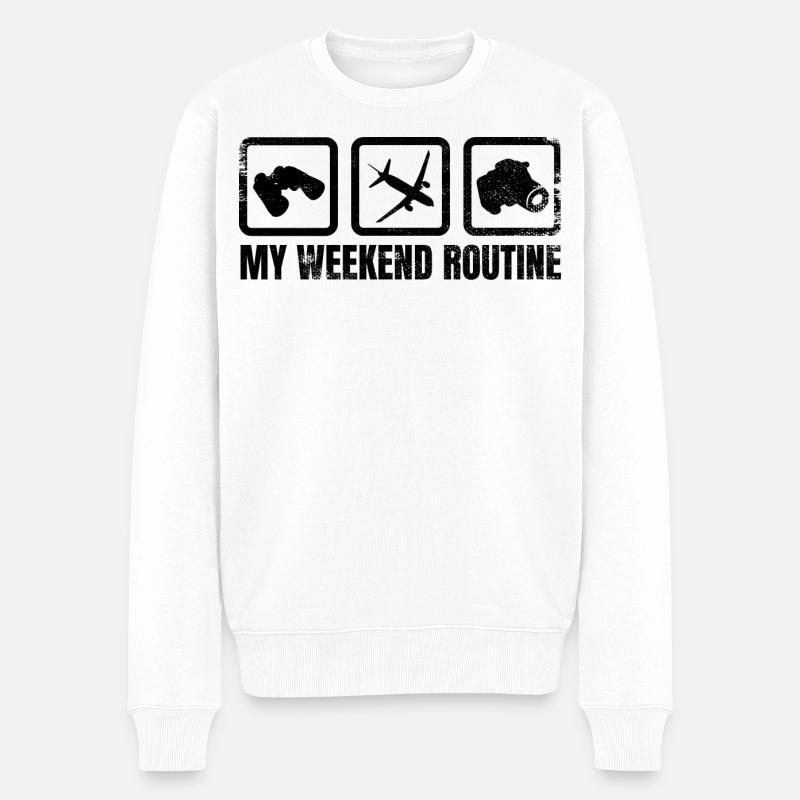 Planespotter Week-ends - Pull Premium bio Homme - blanc