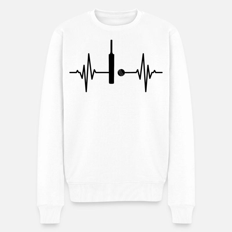 Cricket EKG Herzschlag - Männer Premium Bio Pullover - Weiß