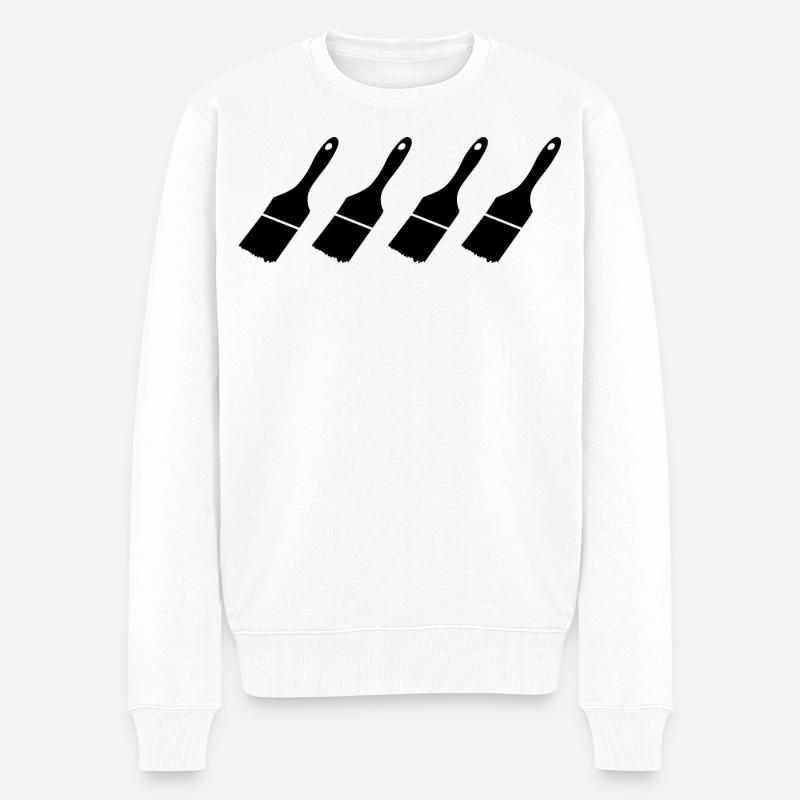 Pinceaux de peintre en bâtiment - Pull Premium bio Homme - blanc