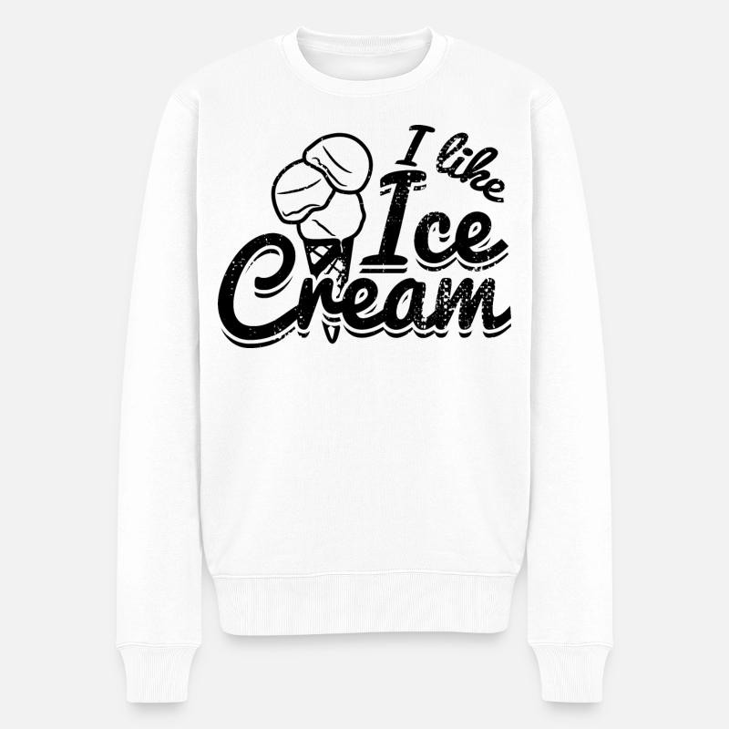 Lustiger Eiscreme Spruch - Männer Premium Bio Pullover - Weiß
