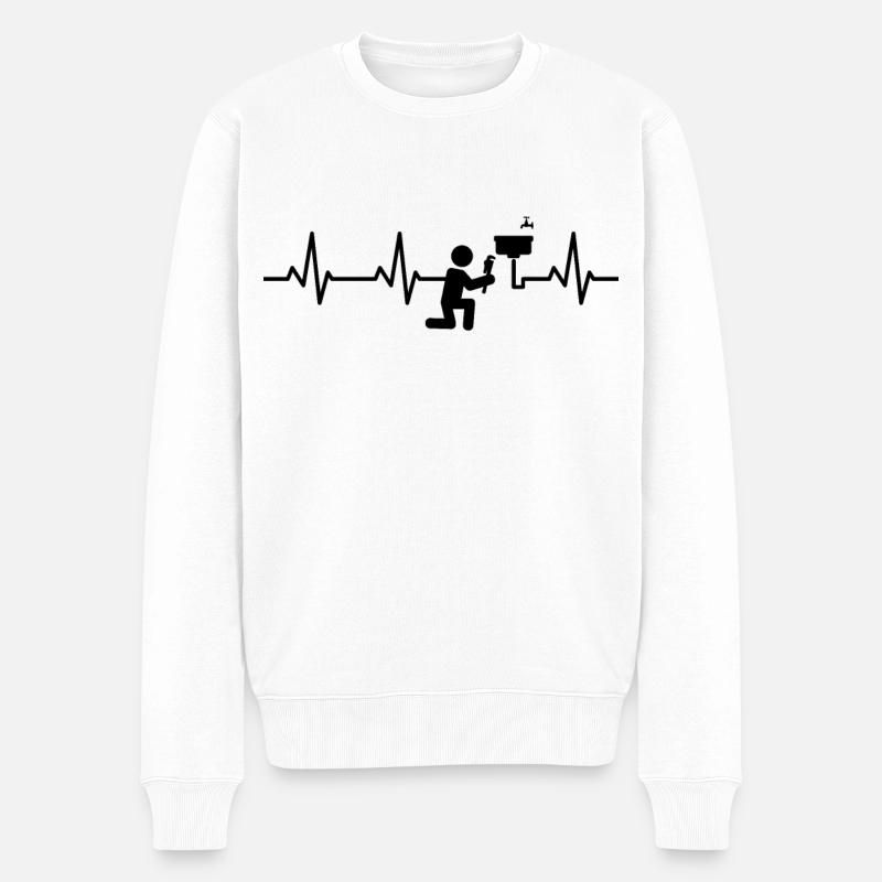 Palpitations cardiaques de plombier - Pull Premium bio Homme - blanc