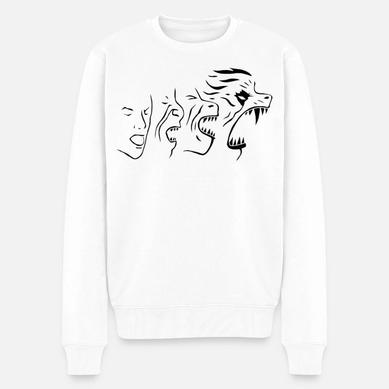 Verwandlung (Schwarz) - Männer Premium Bio Pullover - Weiß
