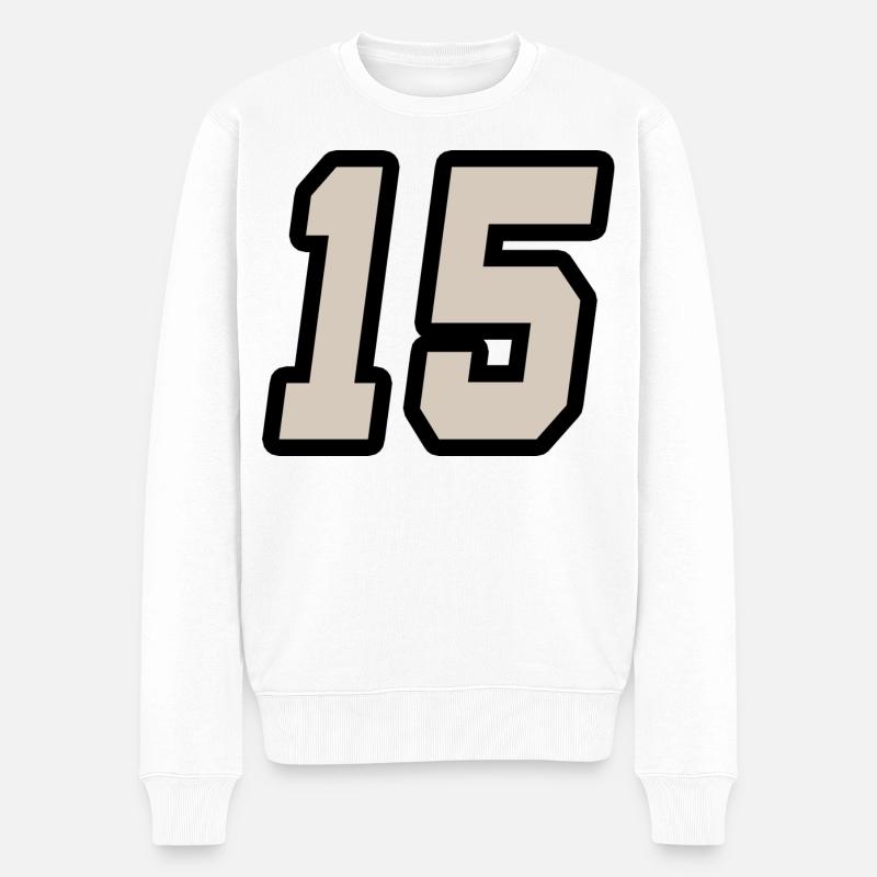 Nummer fünfzehn 15 - Männer Premium Bio Pullover - Weiß