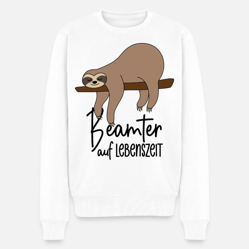 Beamter auf Lebenszeit - Faultier - Männer Premium Bio Pullover - Weiß