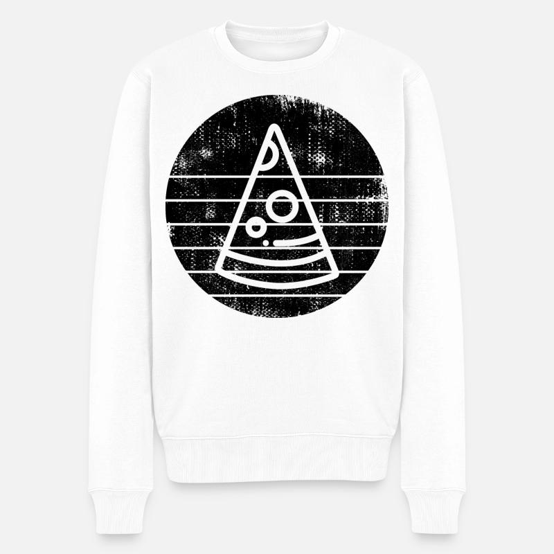 Pizza Skizze - Männer Premium Bio Pullover - Weiß