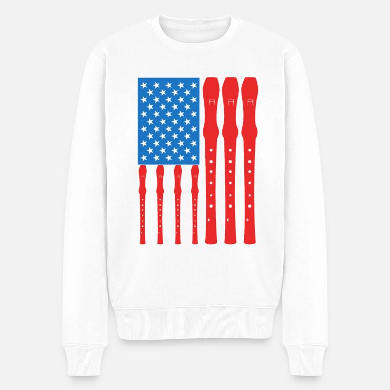Patriotischer US Flötenspieler - Männer Premium Bio Pullover - Weiß