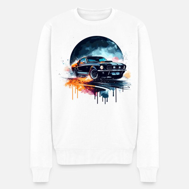 Muscle Car - für Auto Enthusiasten - Männer Premium Bio Pullover - Weiß