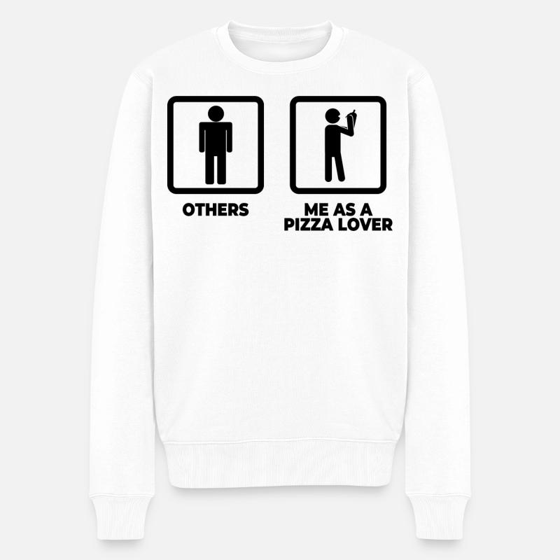 Pizza Strichfiguren - Männer Premium Bio Pullover - Weiß