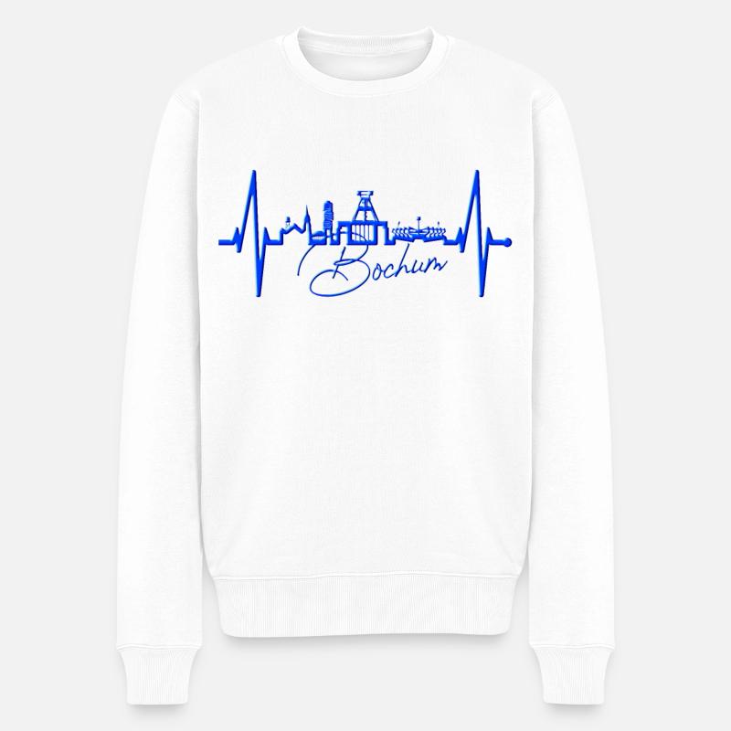 Bochum Herzschlag Bochumer Skyline Heimat Ruhrpott - Männer Premium Bio Pullover - Weiß