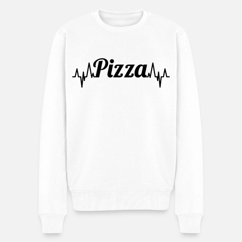 Pizza Puls Linie - Männer Premium Bio Pullover - Weiß