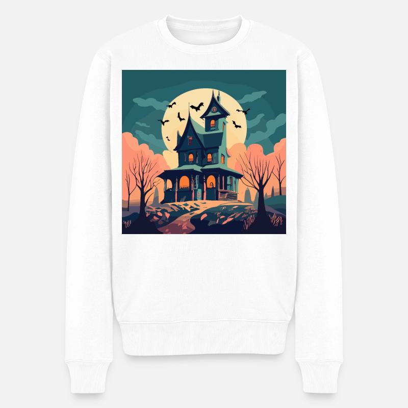 Haunted House - Männer Premium Bio Pullover - Weiß