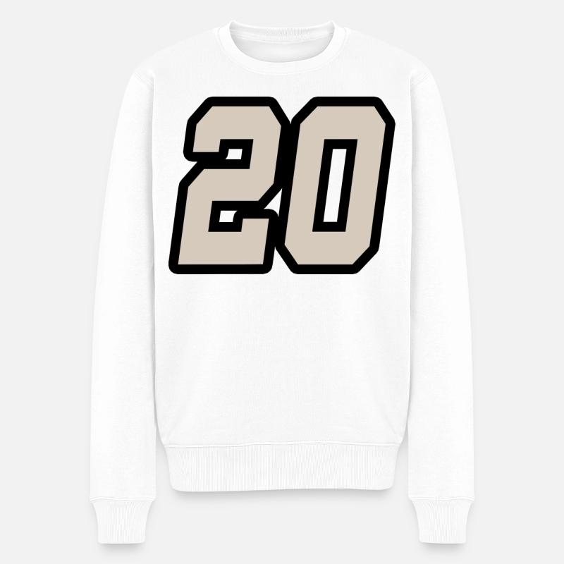 Nummer zwanzig 20 - Männer Premium Bio Pullover - Weiß