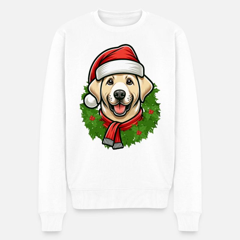 Weihnachts Labrador Hunde-Freunde - Männer Premium Bio Pullover - Weiß