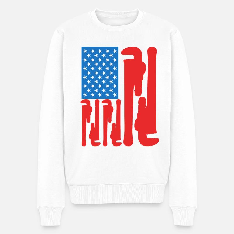 4. Juli USA Klempner - Männer Premium Bio Pullover - Weiß