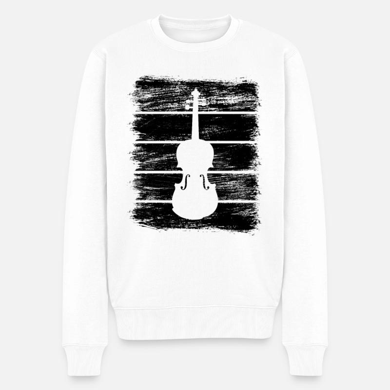 Geige Zeichnung - Männer Premium Bio Pullover - Weiß