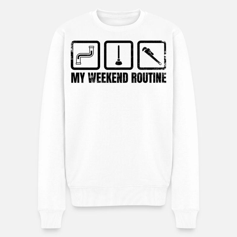 Meine Wochenendroutine - Männer Premium Bio Pullover - Weiß