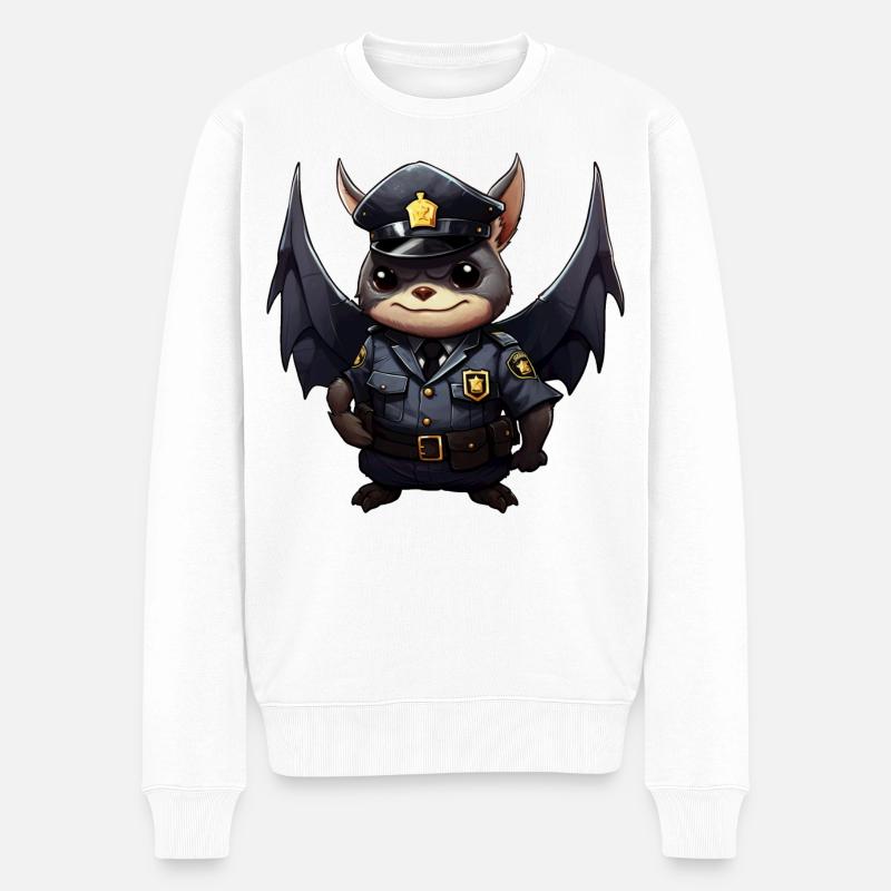 Polizei Fledermaus - Männer Premium Bio Pullover - Weiß