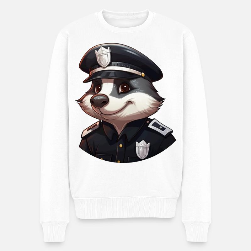 Dachs Polizistin - Männer Premium Bio Pullover - Weiß