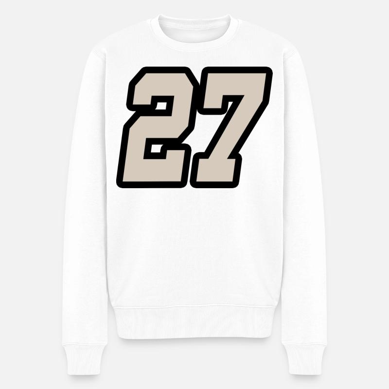 Nummer siebenundzwanzig 27 - Männer Premium Bio Pullover - Weiß
