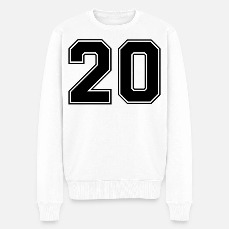 Nummer zwanzig 20 - Männer Premium Bio Pullover - Weiß