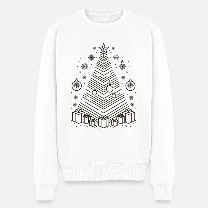 Goldene Weihnachtstanne - Männer Premium Bio Pullover - Weiß