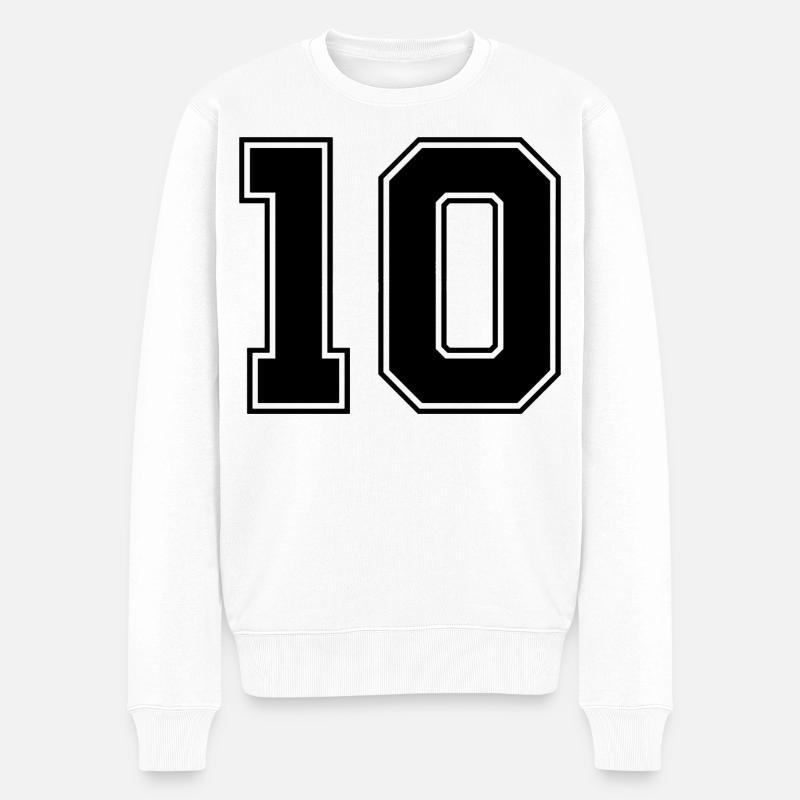 Nummer zehn 10 - Männer Premium Bio Pullover - Weiß