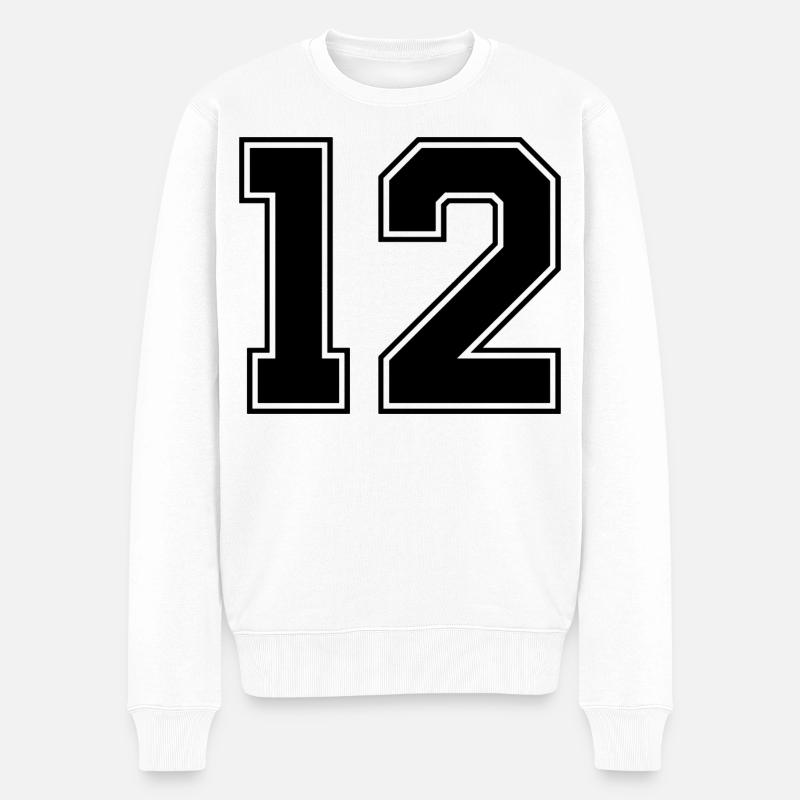 NUMMER ZWÖLF 12 - Männer Premium Bio Pullover - Weiß